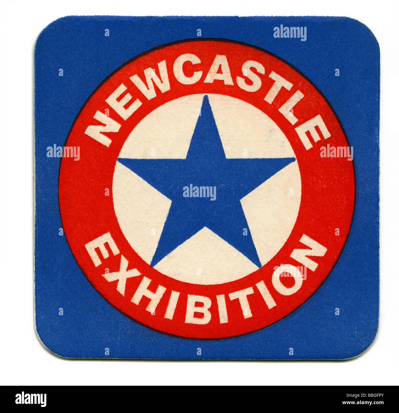 Old beermat for Newcastle Exhibition, Newcastle upon Tyne Stock Photo