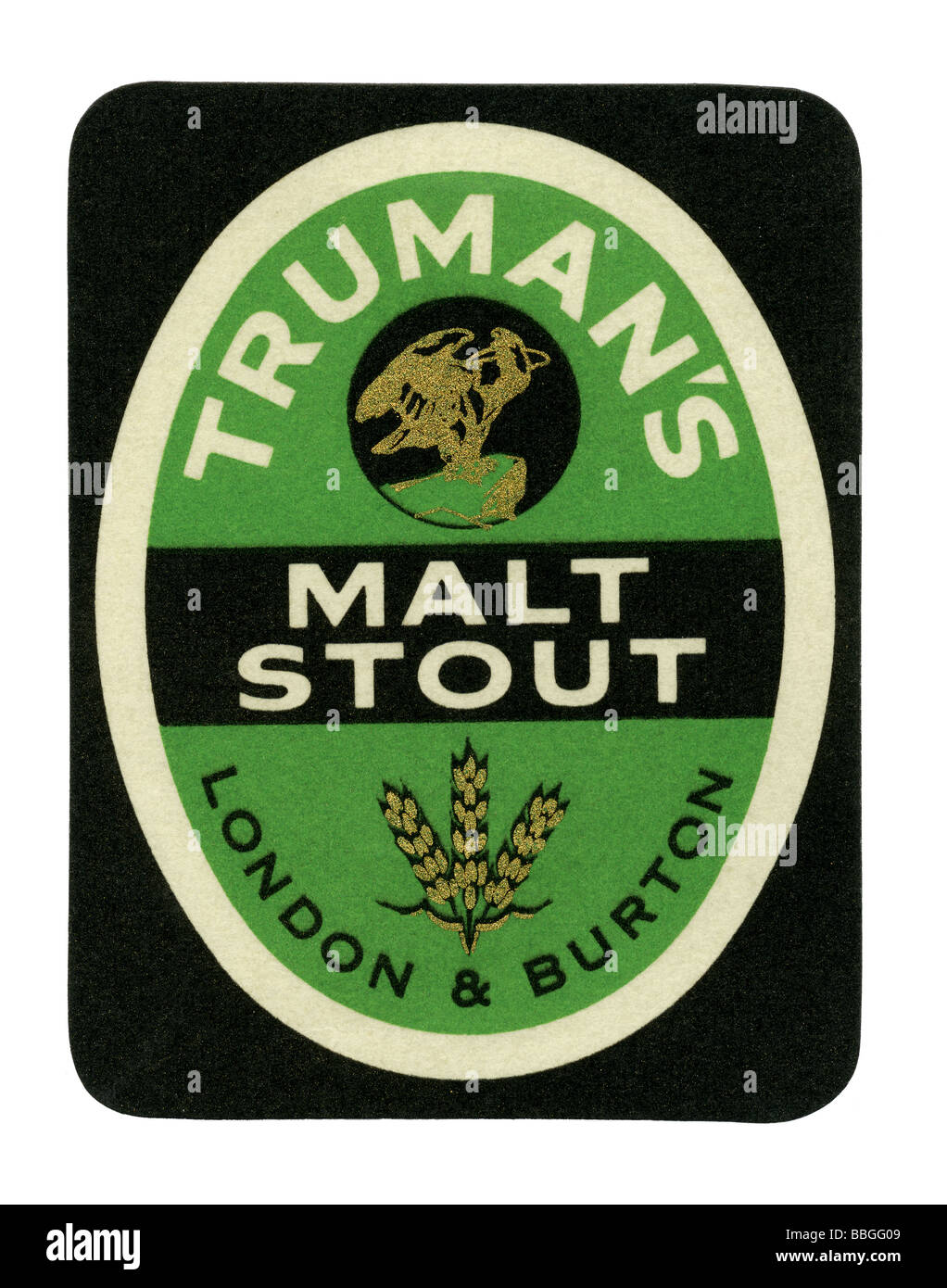 Old British beer label for Truman's Malt Stout, Burton upon Trent, Staffs Stock Photo