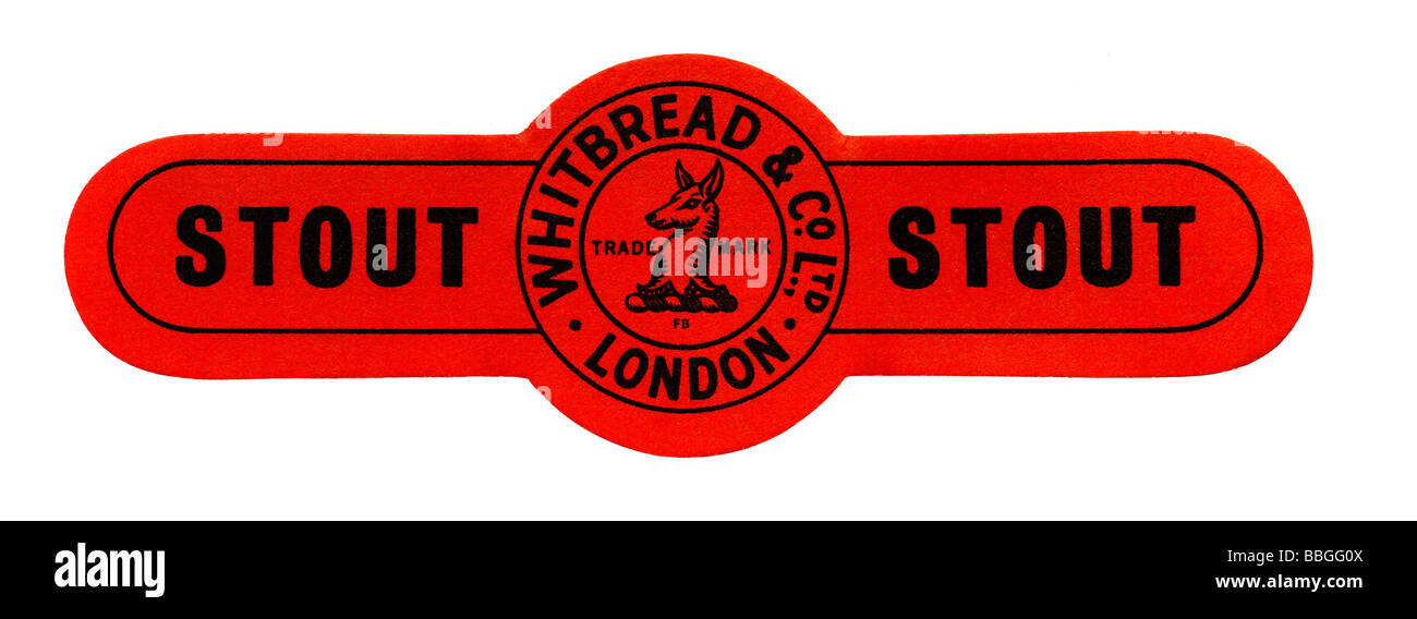 Old British beer stopper label for Whitbread's Stout, London Stock Photo