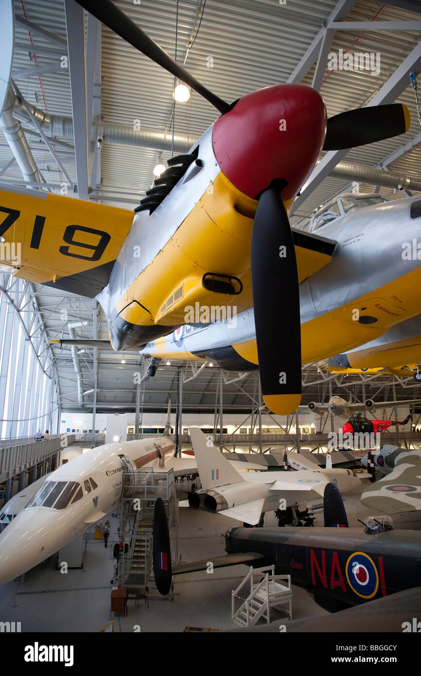 Imperial War Museum in Duxford Cambridge containing a huge selection of the worlds aircraft and also a working airstrip, England Stock Photo