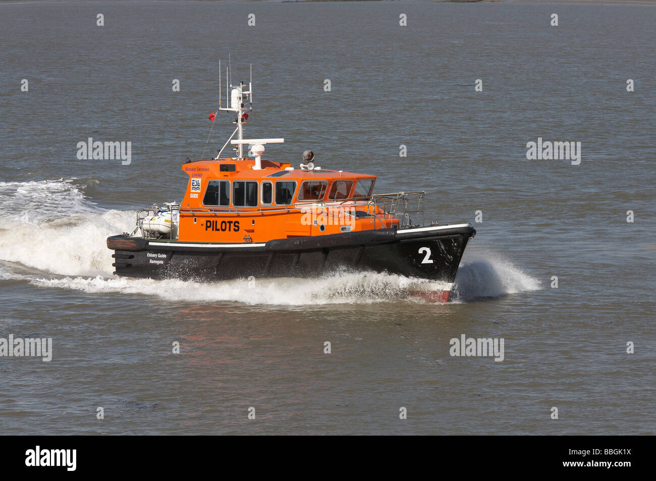 Pilot launch on the River Medway Stock Photo