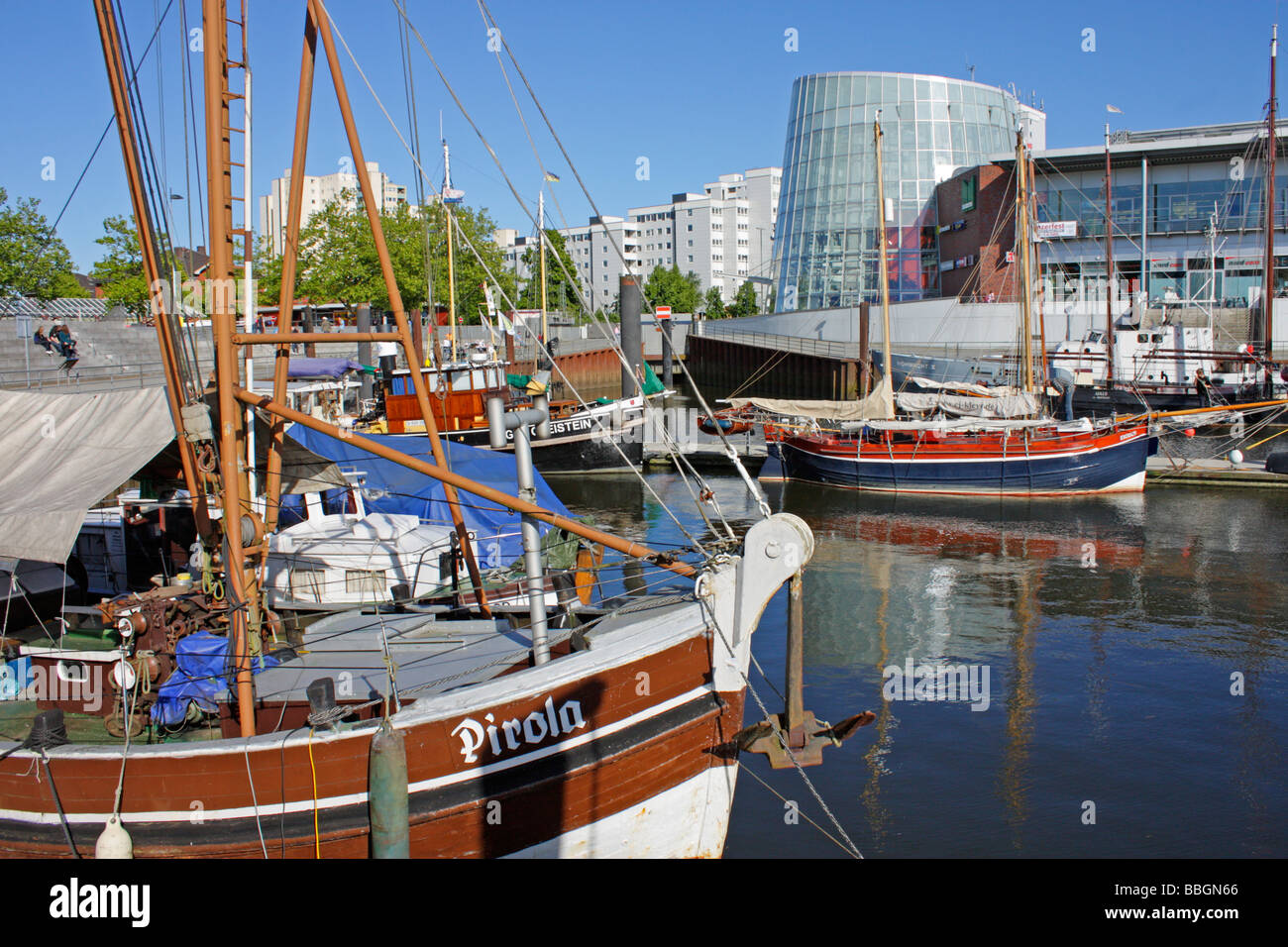 harbour of the small town Vegesack near Bremen in Northern Germany Stock Photo