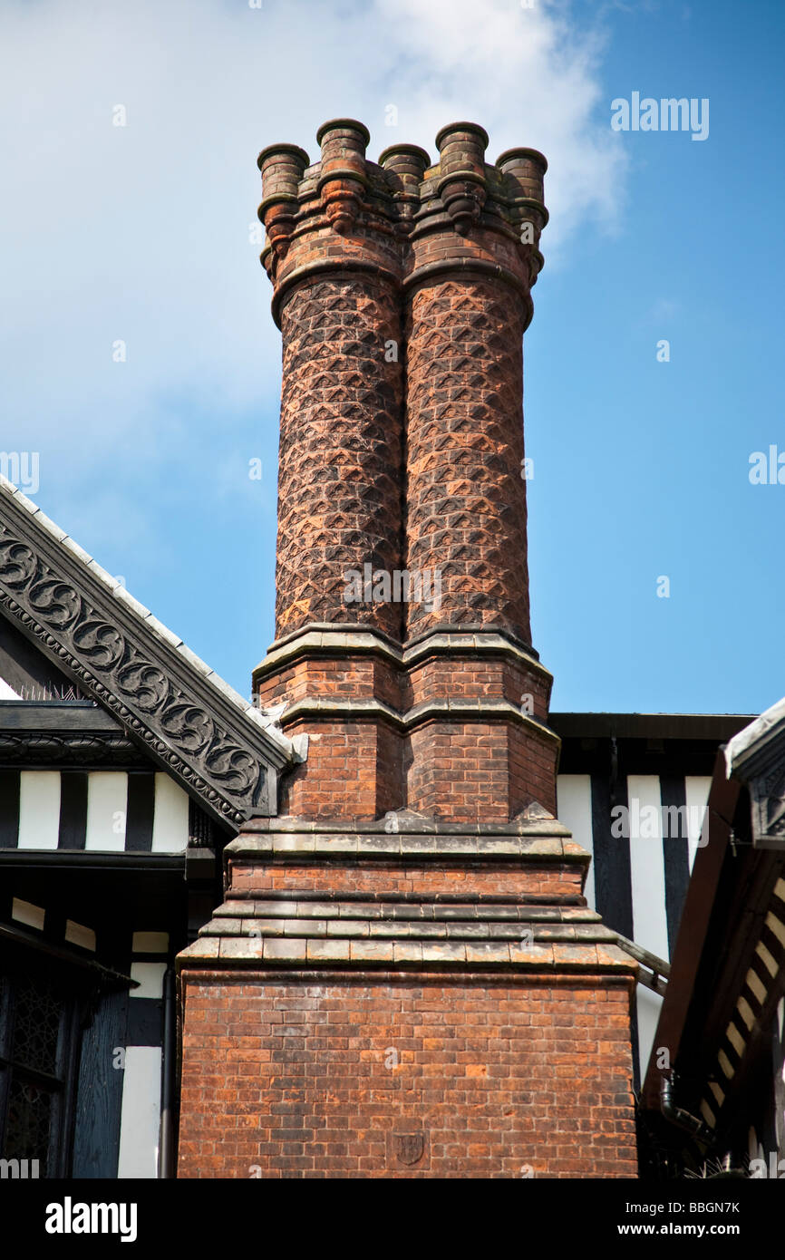 Chimnies on Bramall Hall. Bramhall, Stockport, Greater Manchester, United Kingdom. Stock Photo