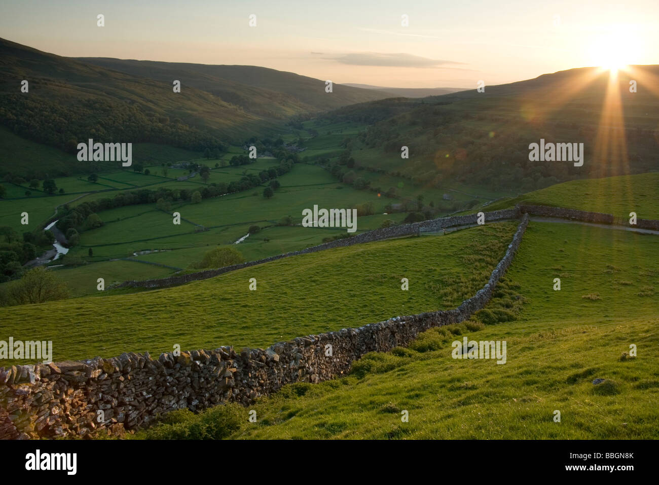 The sunsets close to Buckden, at the very top of Upper Wharfedale, Yorkshire Dales UK Stock Photo