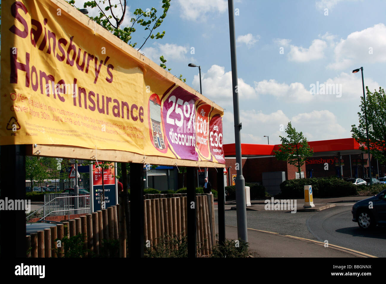 signage near Sainsburys near Arnold just off the Mansfield Road at Daybrook parent and Child Parking Disabled parking pick up point petrol Taken from the public highway Stock Photo
