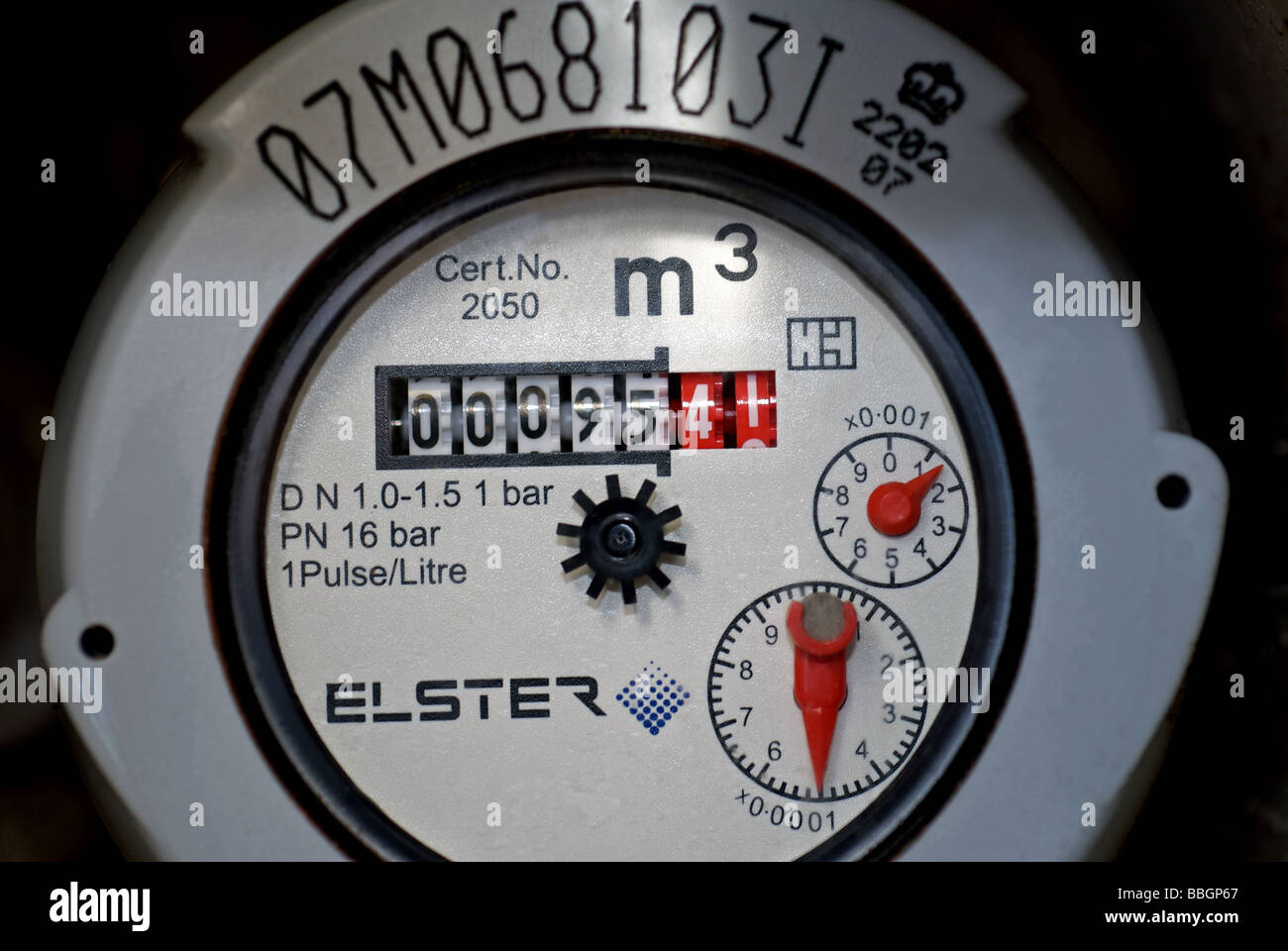 Domestic water meter, on a property in the Anglian Water region of the UK. Stock Photo
