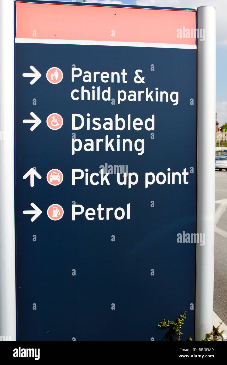 Petrol station garage Sainsburys near Arnold just off the Mansfield Road at Daybrook parent and Child Parking Disabled parking pick up point petrol Taken from the public highway Stock Photo