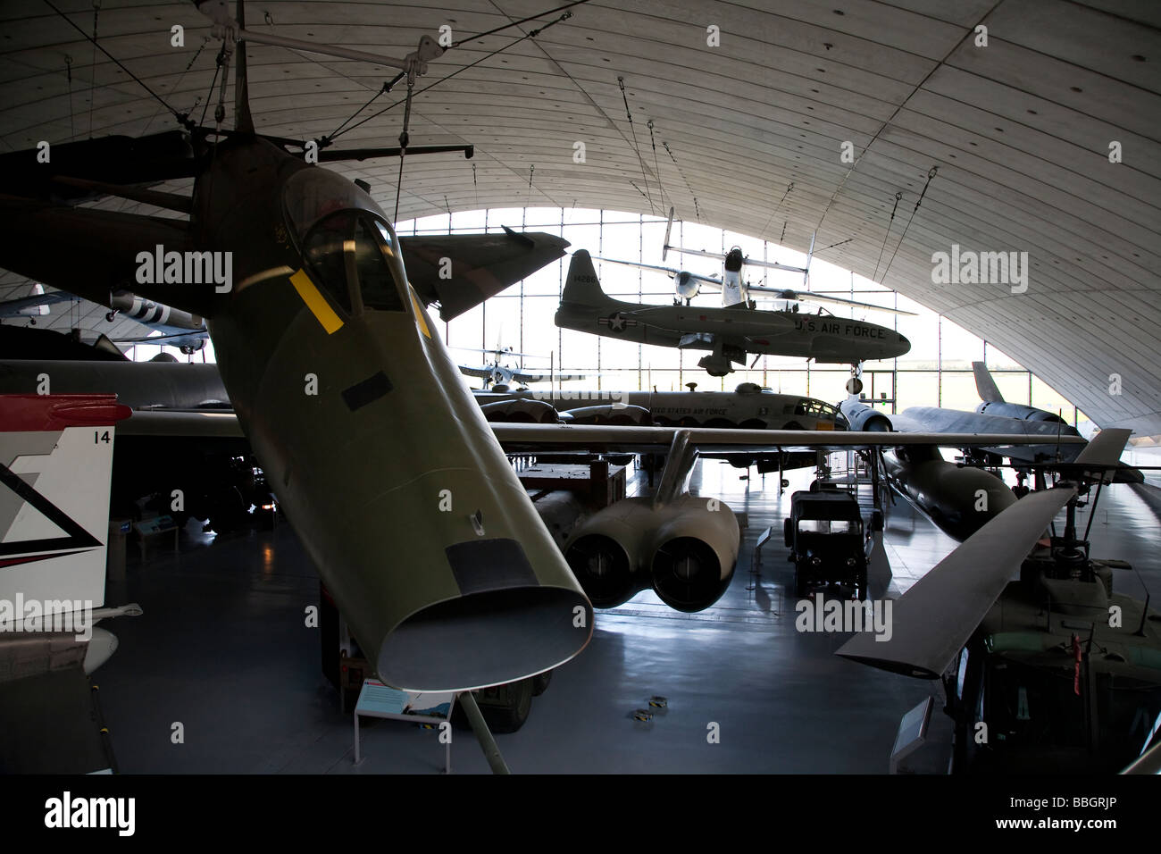 Imperial War Museum in Duxford Cambridge containing a huge selection of the worlds aircraft and also a working airstrip, England Stock Photo