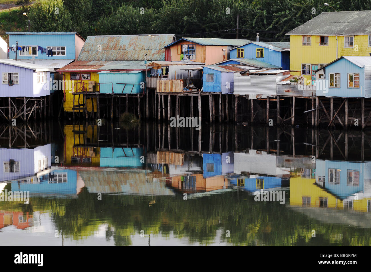 Stilt houses in Castro, Chile Stock Photo Alamy