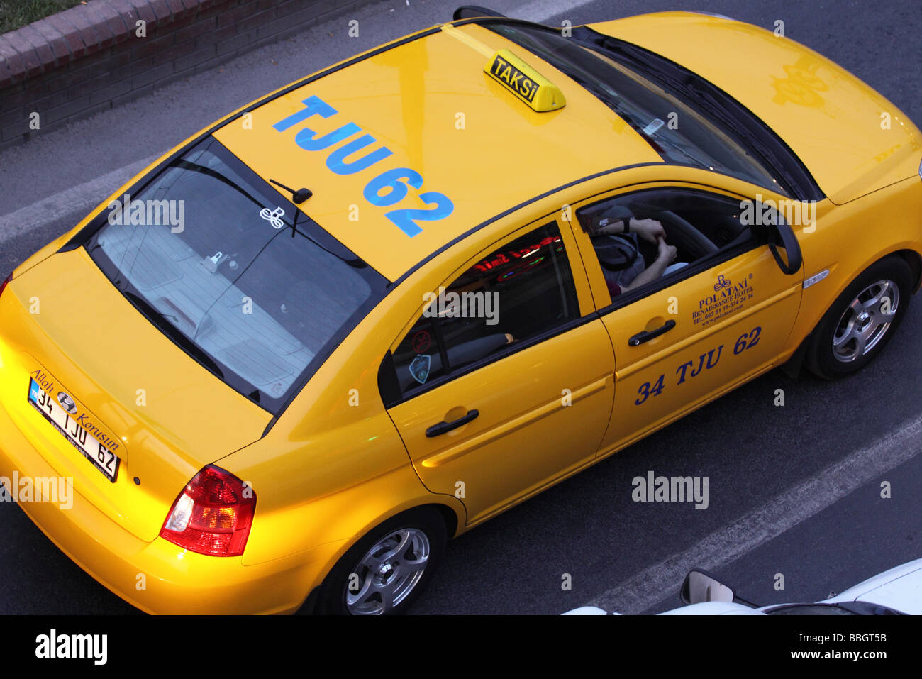 Istanbul Turkey yellow Taxi Taksi cab car vehicle Stock Photo