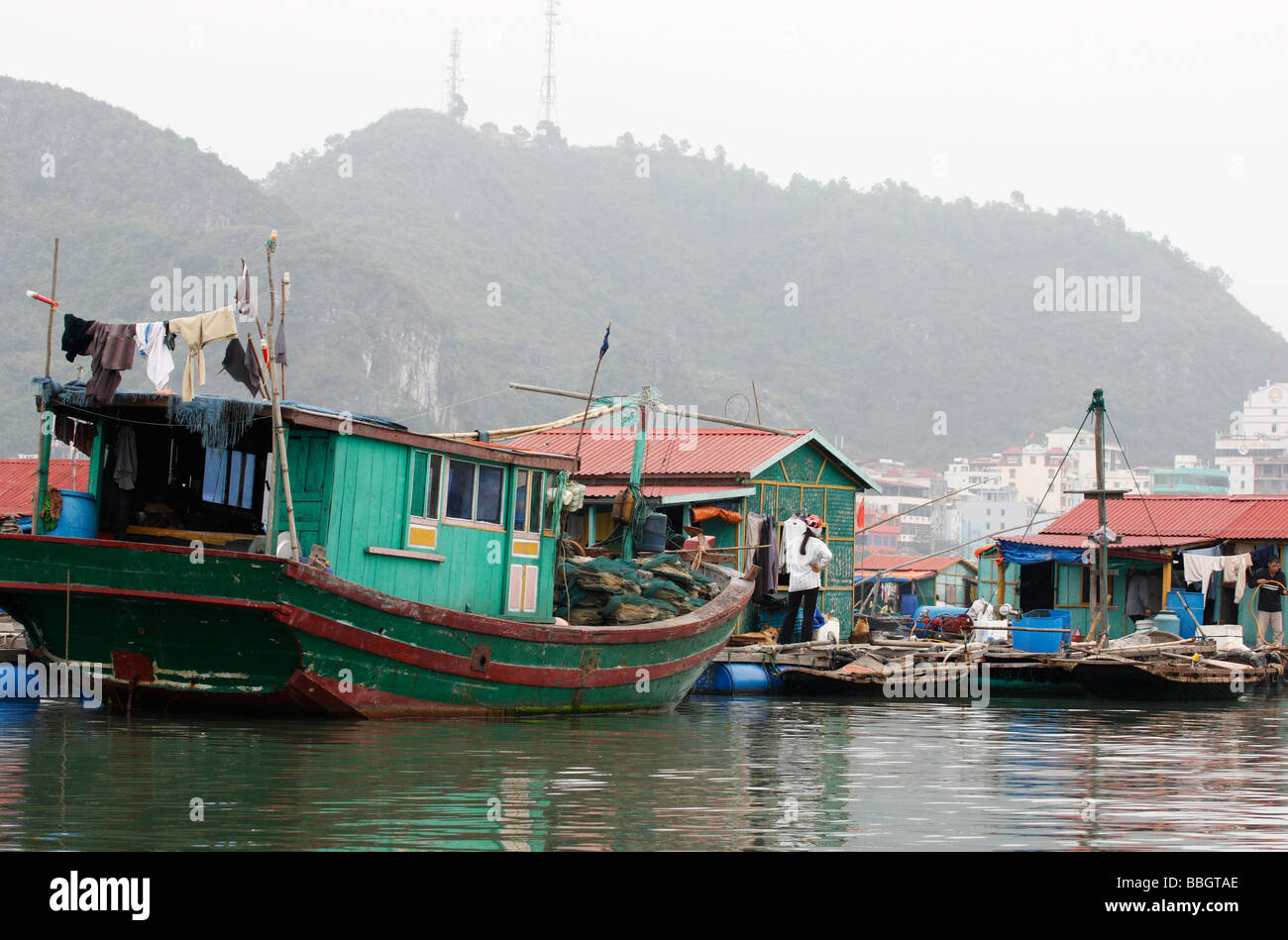 Vietnamese houseboat and floating fishing village, "Cat Ba" Island