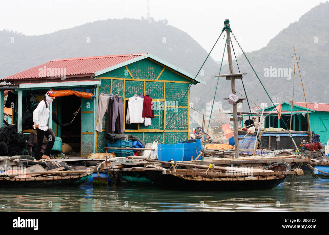 Floating fishing village, "Cat Ba" Island, [Halong Bay], Vietnam, [Southeast Asia] Stock Photo
