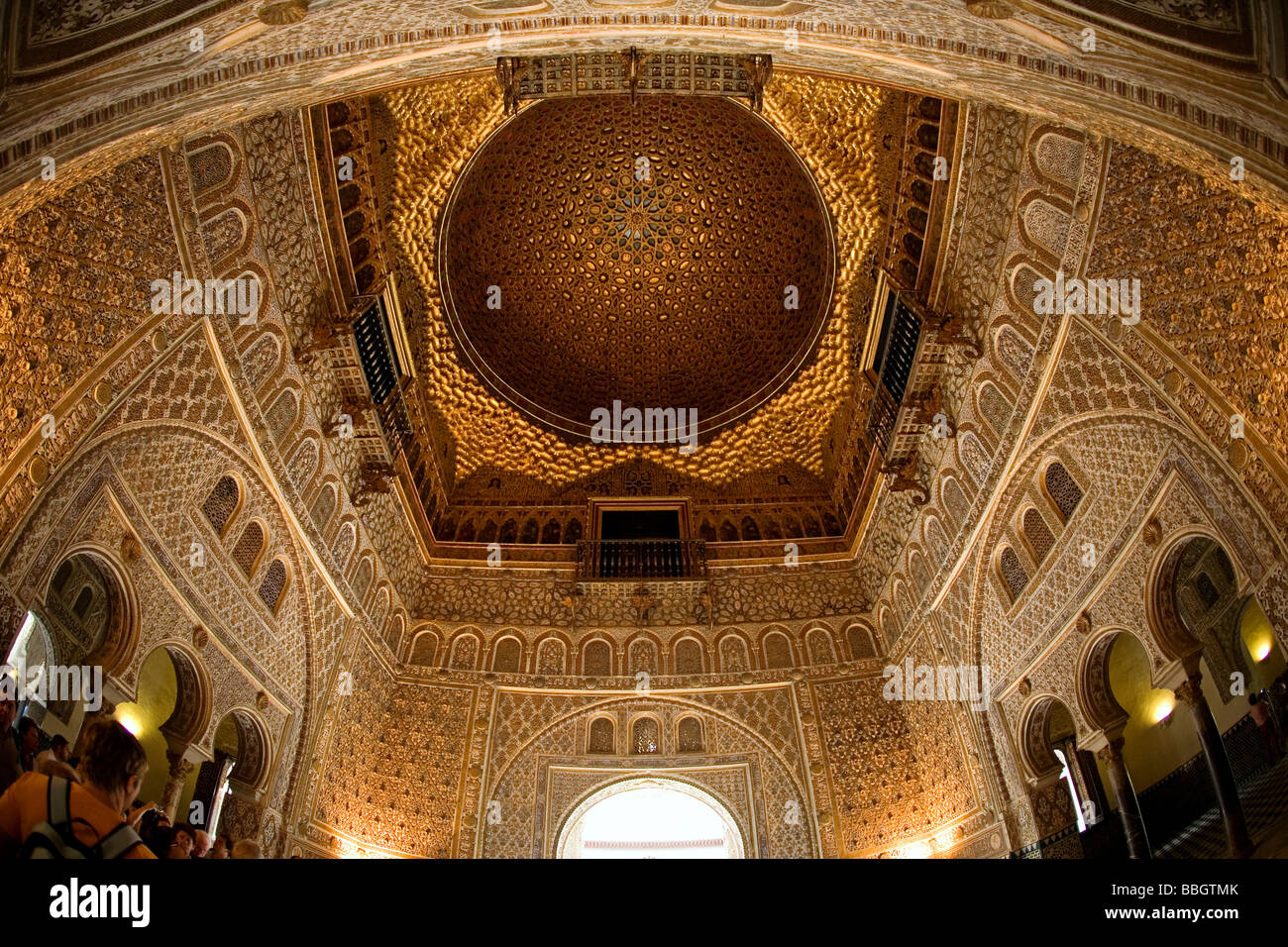 Hall of Ambassadors in the Mudejar Palace of Los Reales Alcazares Seville Andalusia Spain Stock Photo