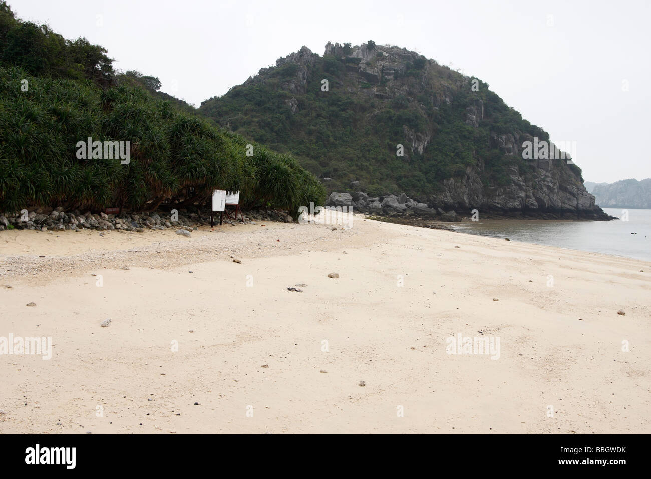 Small deserted beach, "Monkey Island", "Cat Ba National Park", "Halong Bay", Vietnam Stock Photo