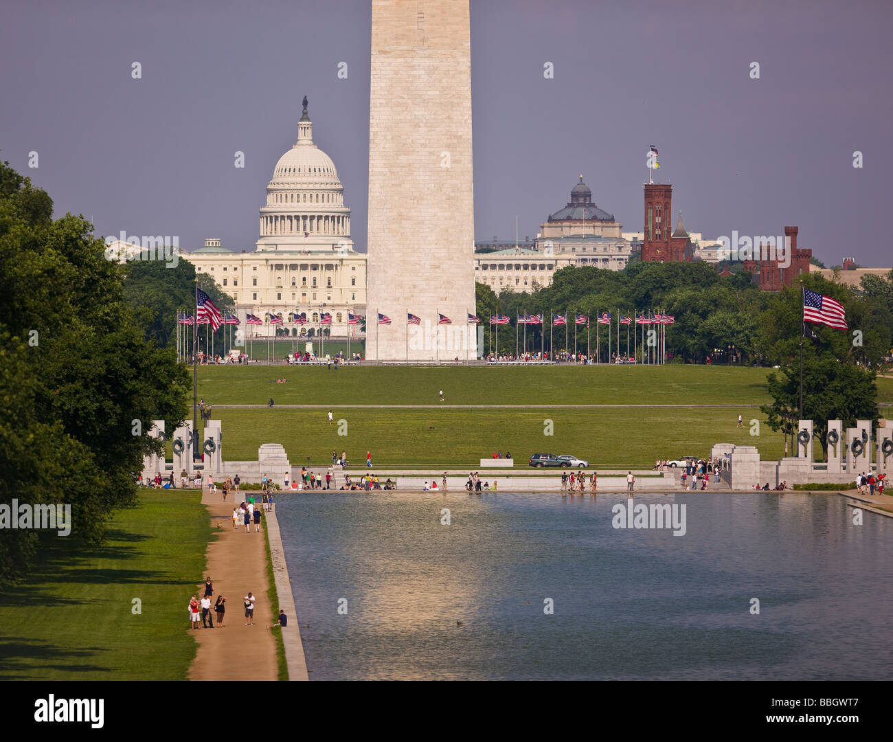 Washington Dc Usa Reflecting Pool Washington Monument And U S Capitol On National Mall Stock