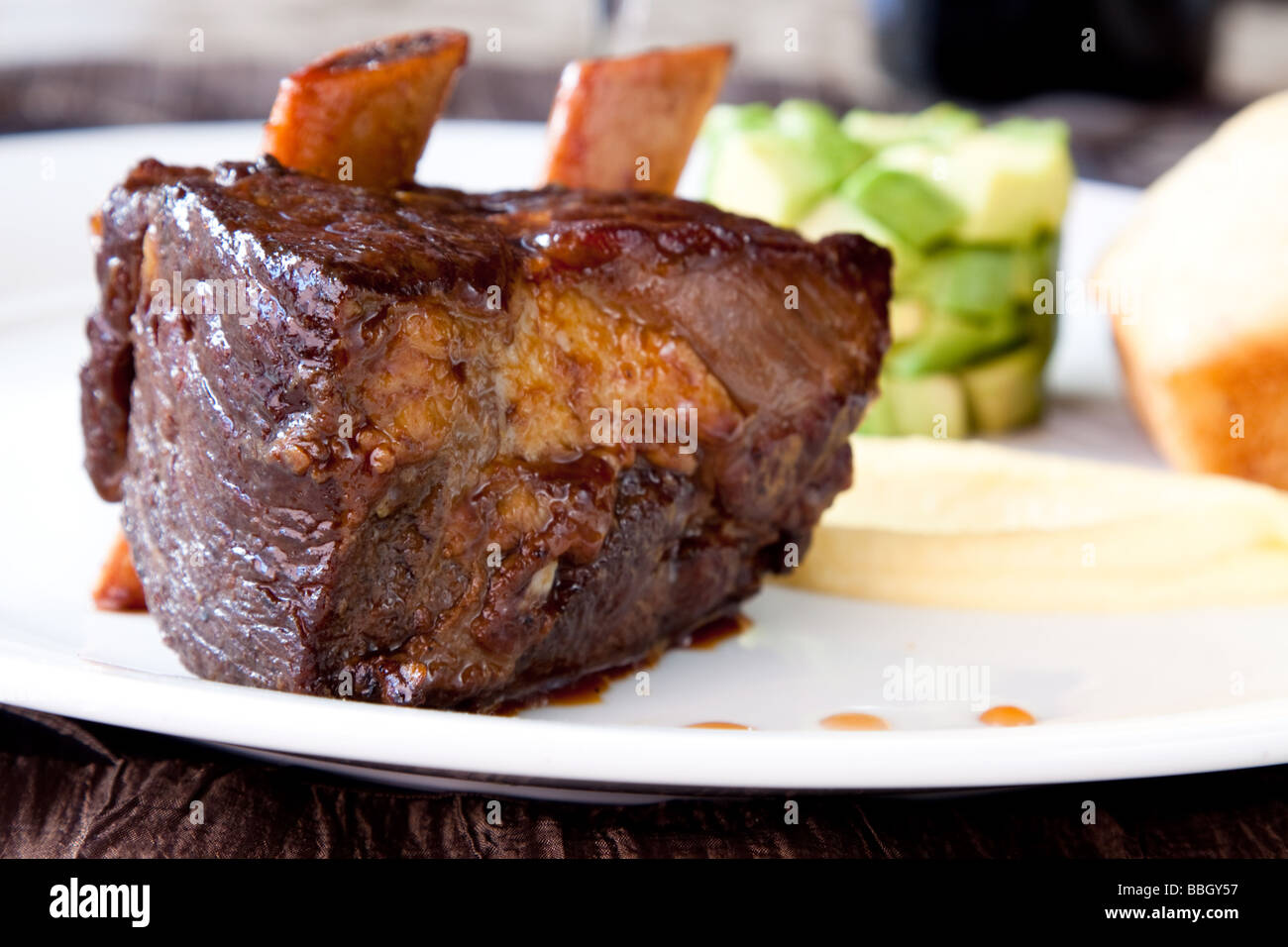 Cooked Rib Cubes Short rib cooked to perfection served with savoury pound cake avocado ...