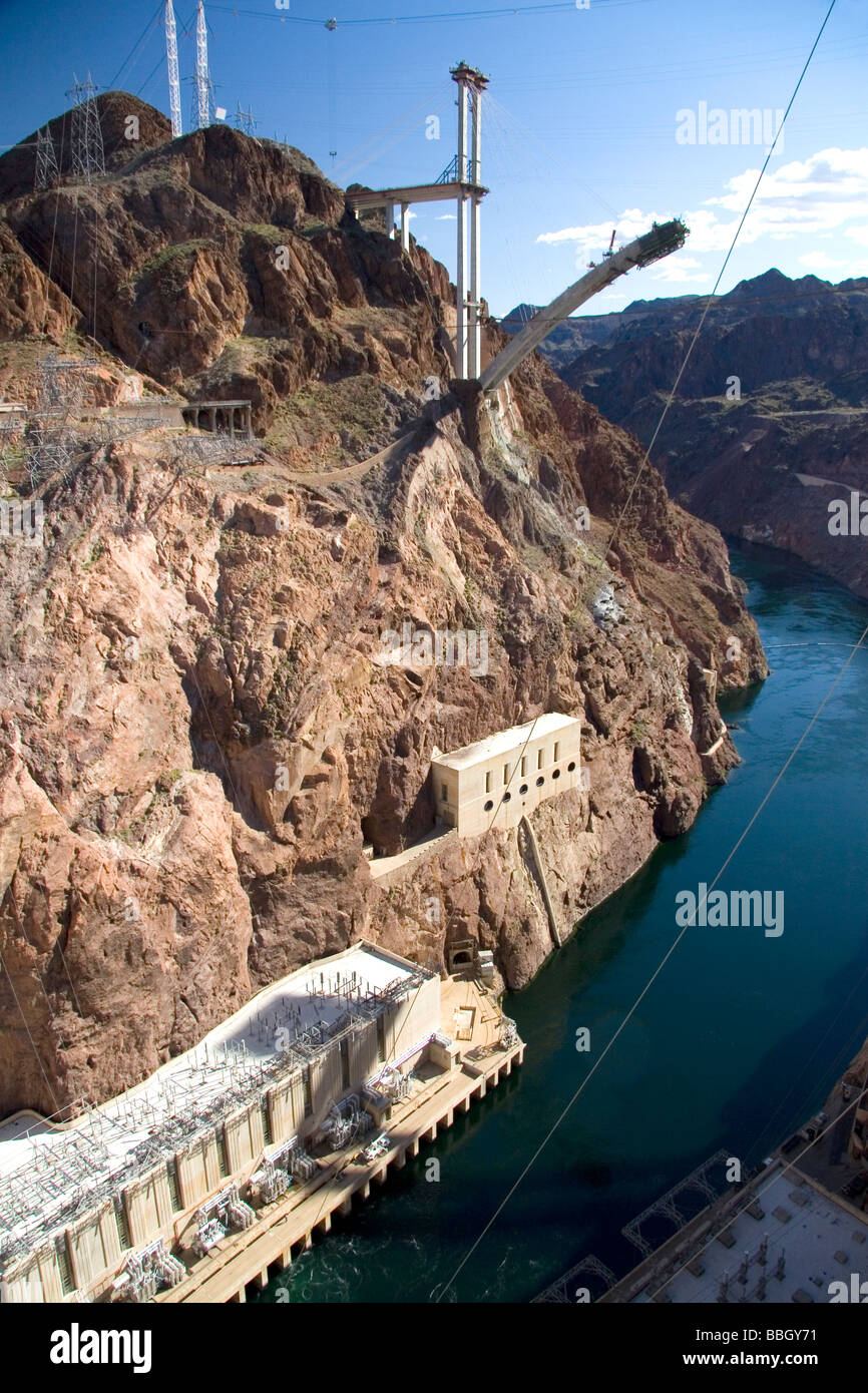 Bridge under construction at the Hoover Dam on the border between the states of Arizona and Nevada USA  Stock Photo