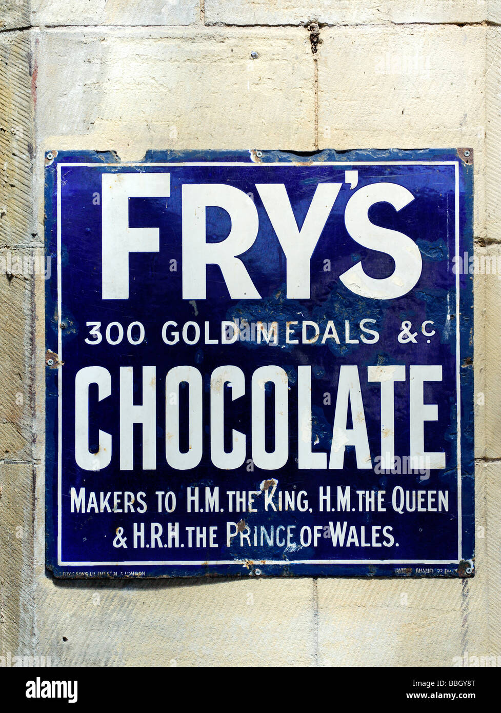 Old sign advertising Frys Chocolate Stock Photo