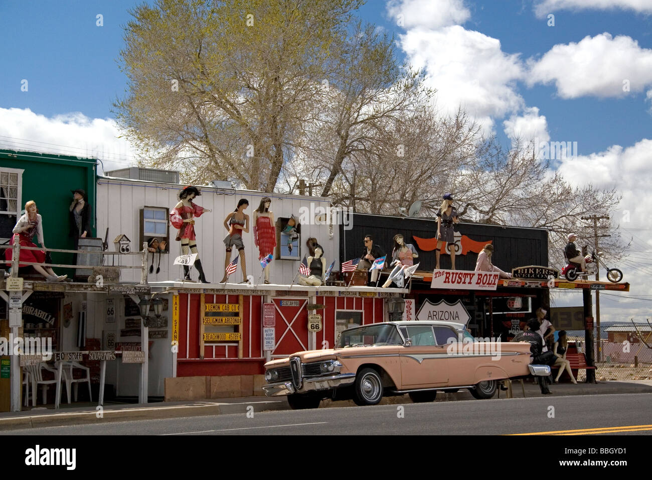 Historic U S Route 66 through the town of Seligman Arizona USA  Stock Photo