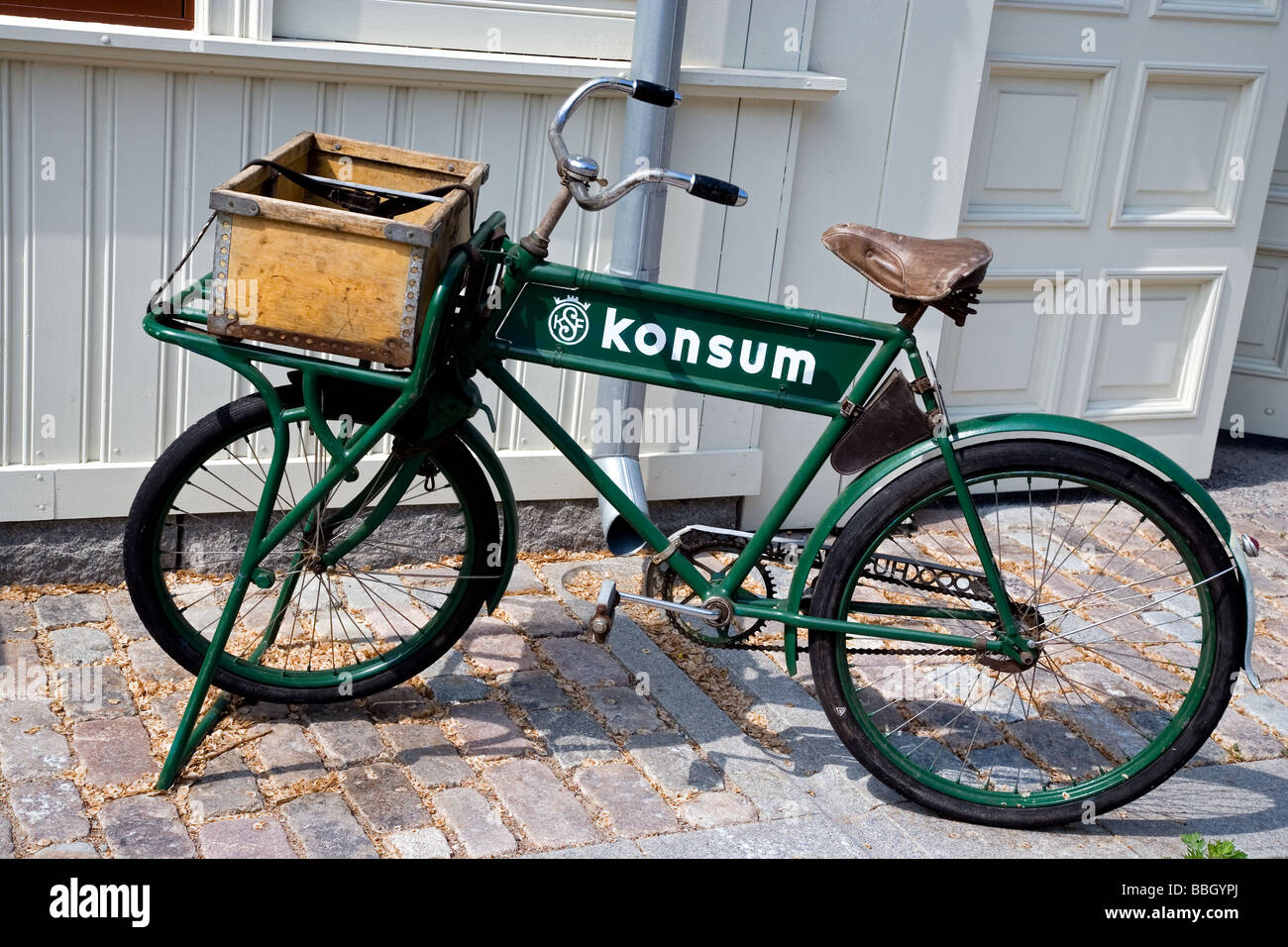 Delivery bicycle (Konsum) Stock Photo