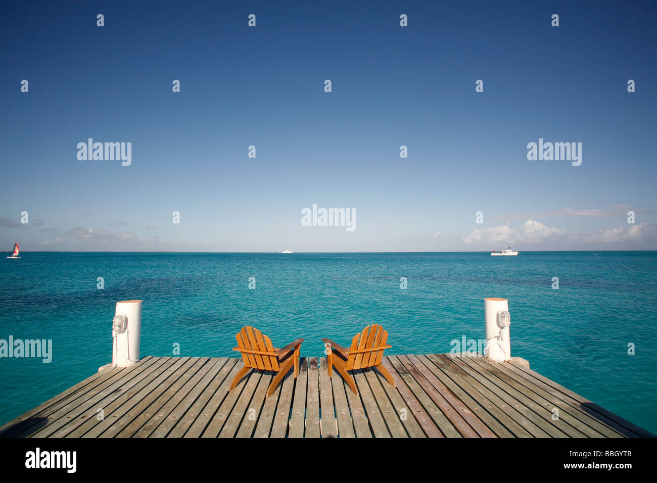 Chairs and Ocean Stock Photo Alamy