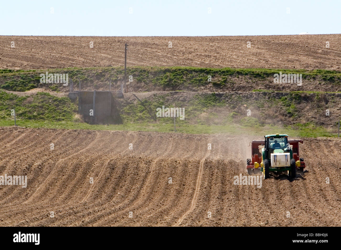 Farmer planting potato crop in Canyon County Idaho USA  Stock Photo