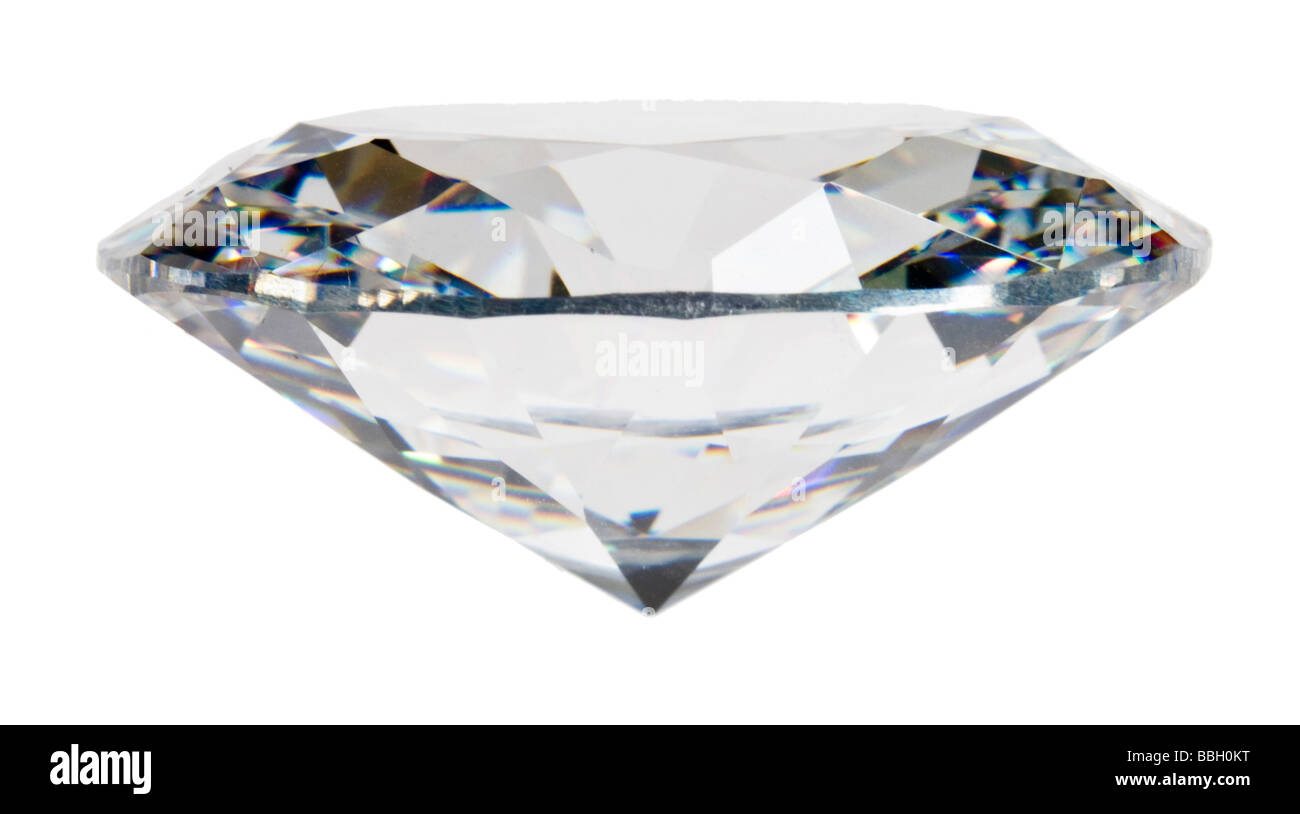 Oval cut Diamond (lab-created cubic zirconia) side view Stock Photo