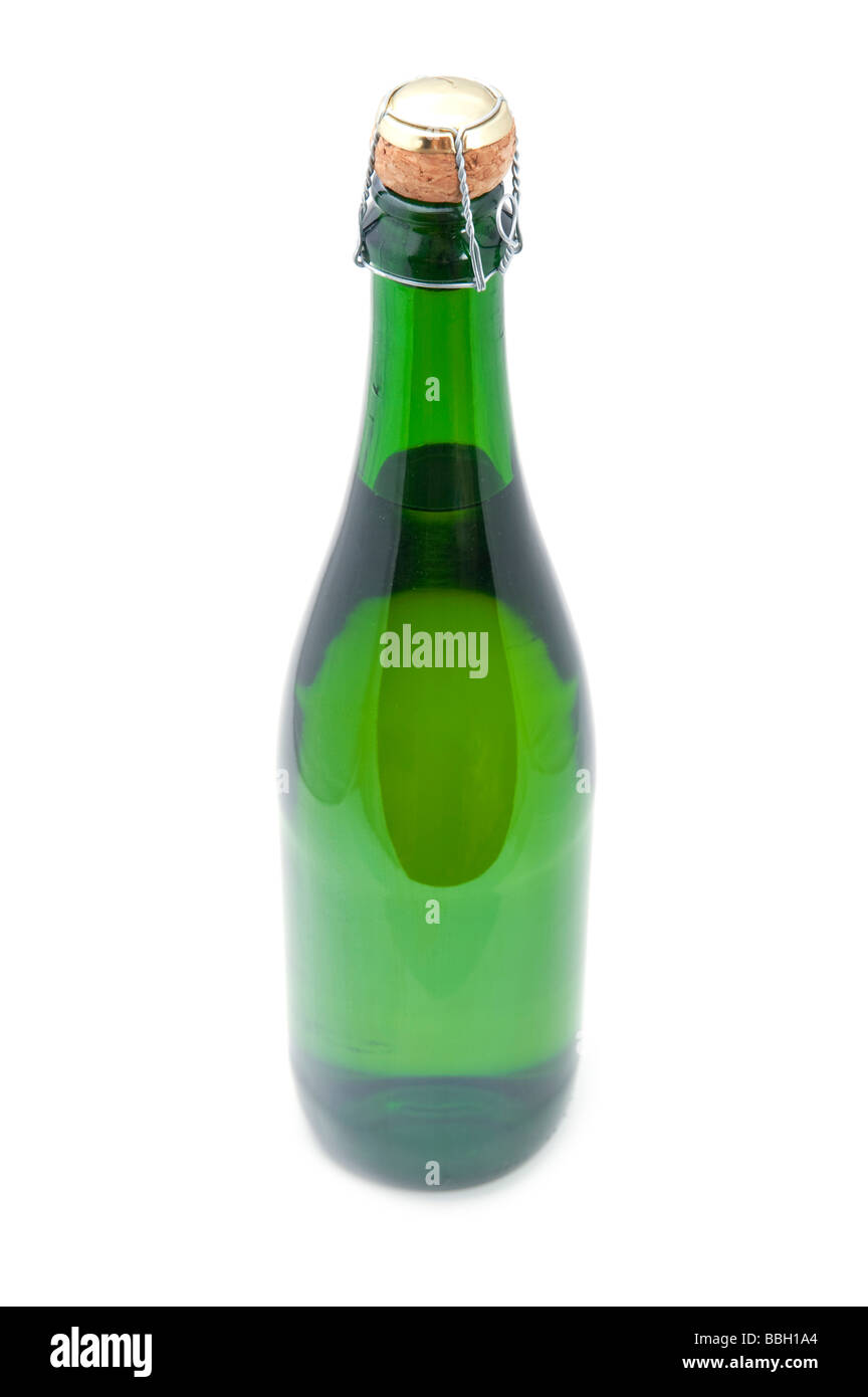 object on white Bottle sparkling wine Stock Photo
