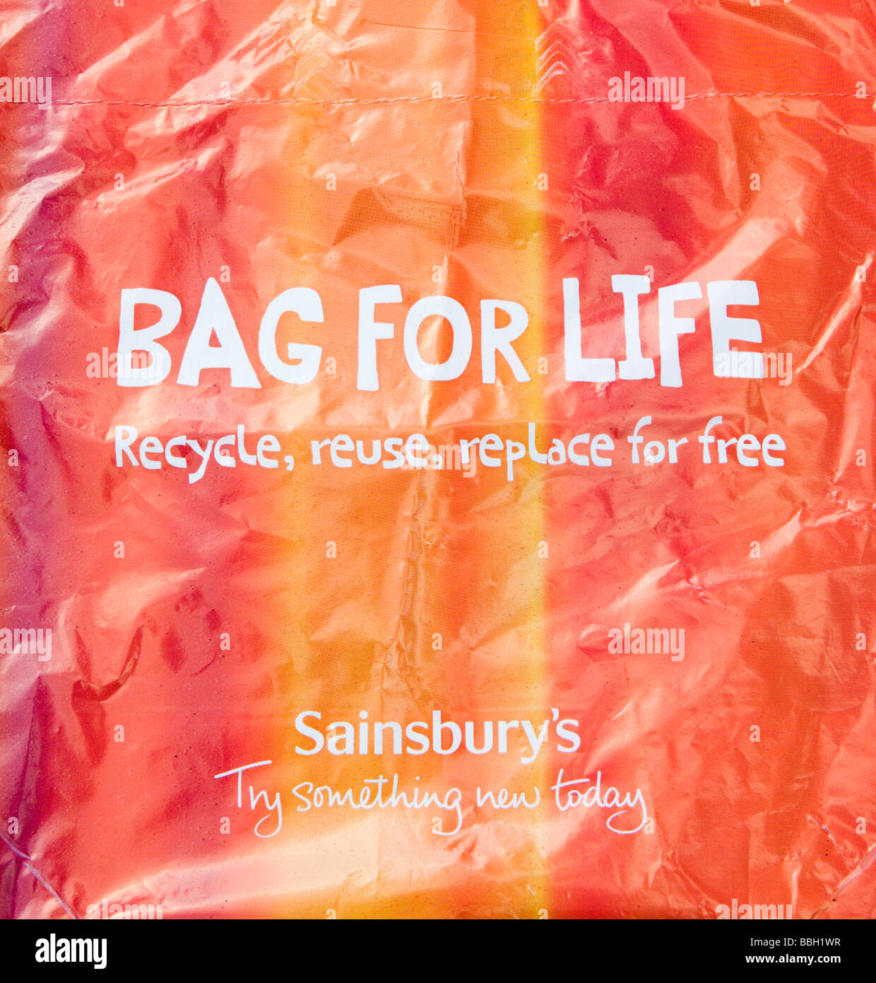 A Sainsburys supermarket eco friendly reusable plastic shopping Bag for Life. UK. Stock Photo