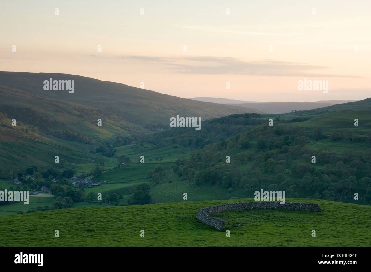 Sunset at the very top of Upper Wharfedale, close to Buckden in the Yorkshire Dales, UK Stock Photo