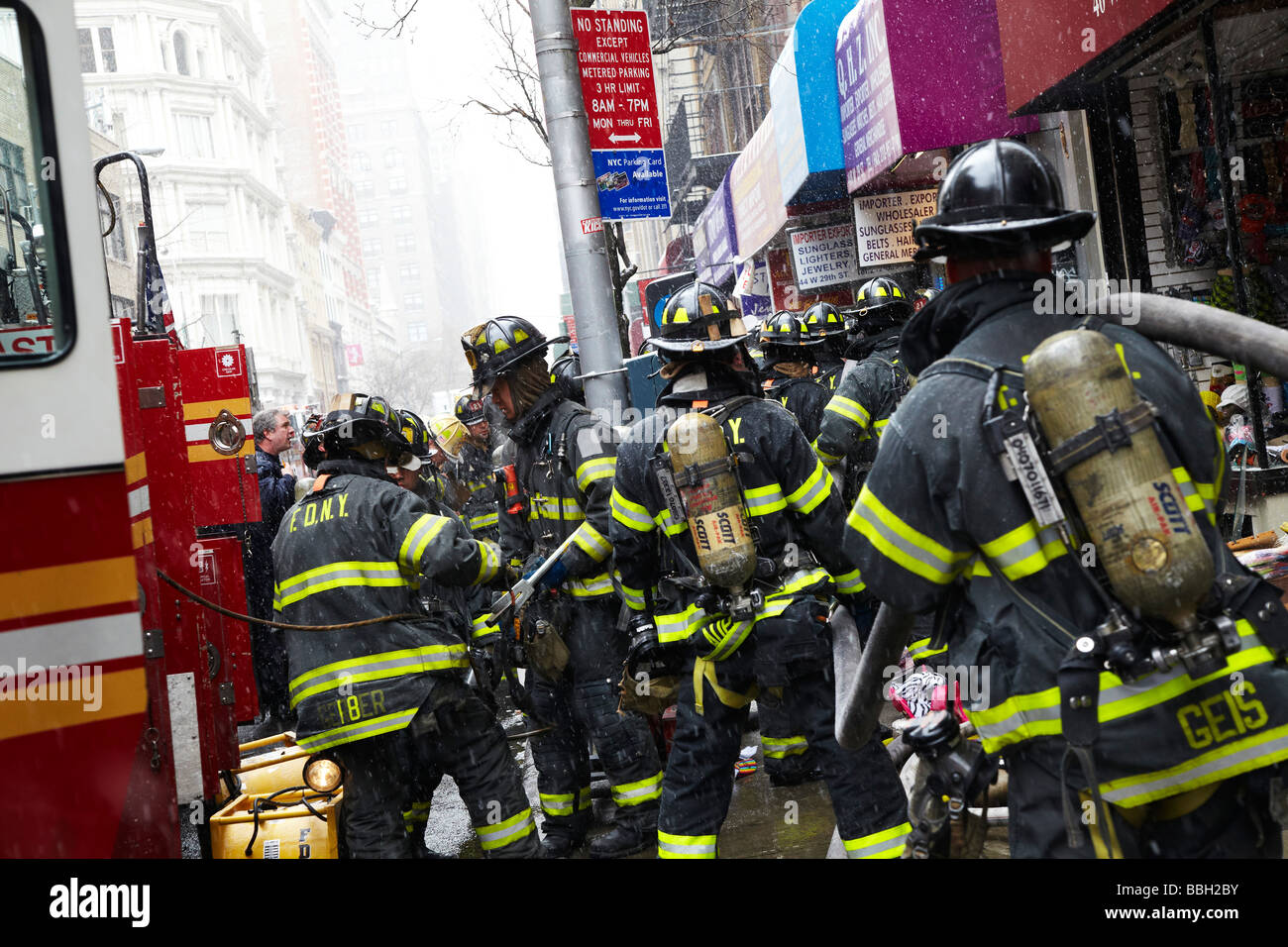 firefighters in action, New York Stock Photo Alamy