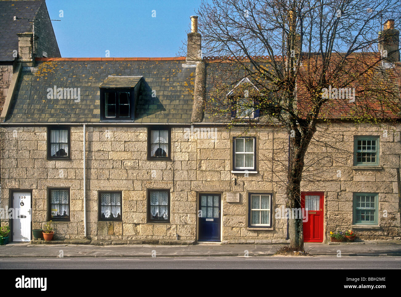 Portland Stone houses at Wakeham Easton Isle of Portland Dorset England