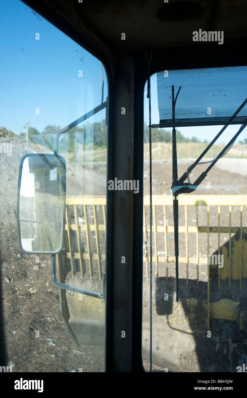 Inside a garbage truck Stock Photo Alamy