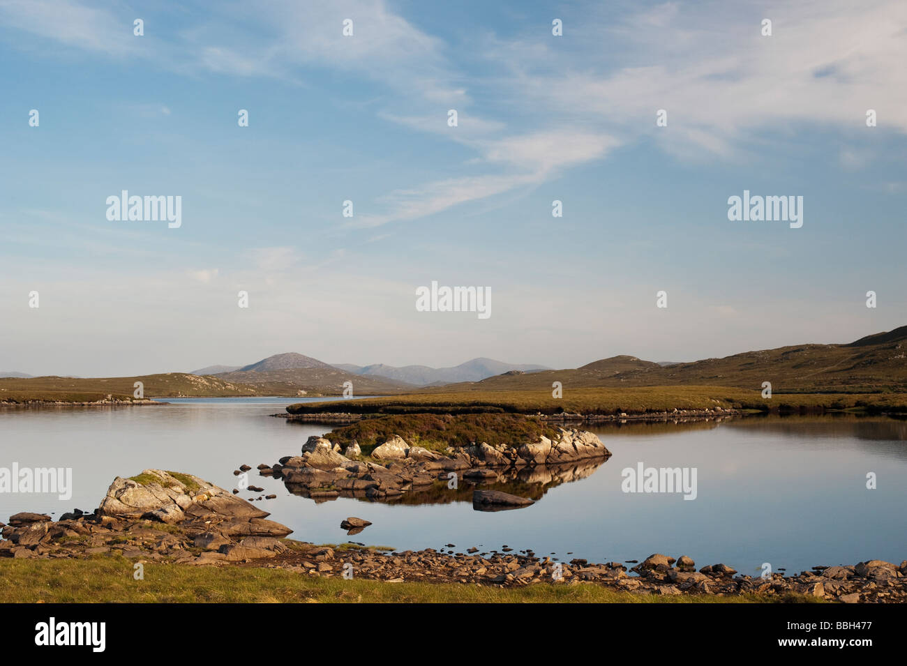 Evening light on a loch, Isle of Lewis, Outer Hebrides, Scotland Stock Photo