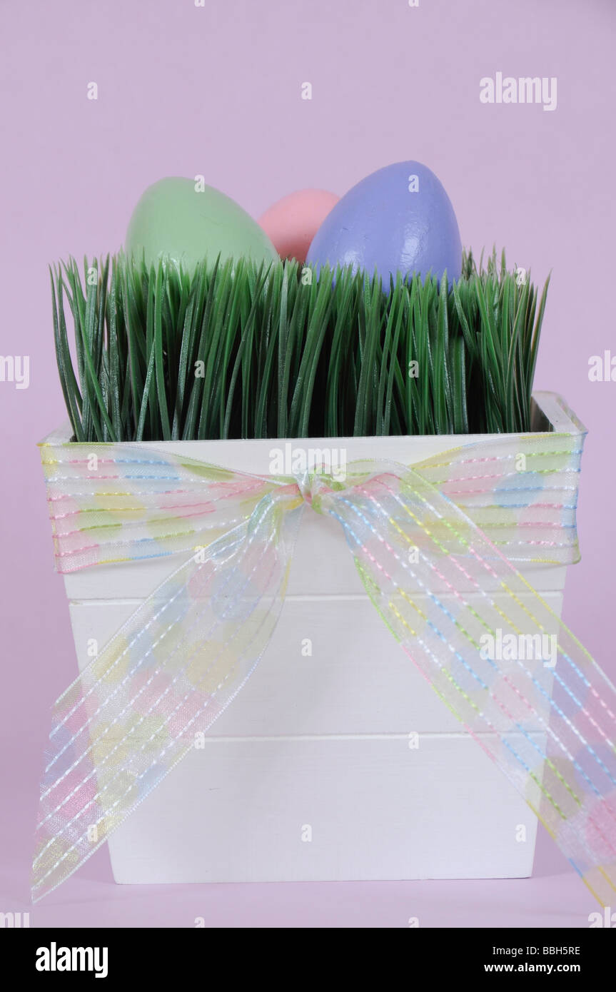 Easter Eggs in White Box Stock Photo