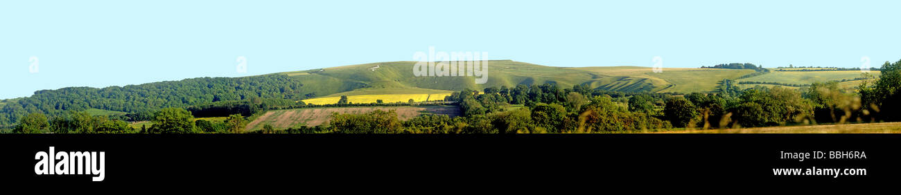 The White Horse Uffington over The Vale of the White Horse Stock Photo