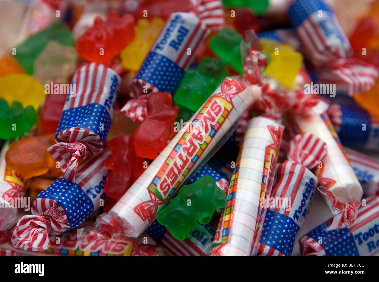 American Flag Tootsie Rolls and Smarties and Gummy Bears Candy sales in the U S have remained strong despite an across the board Stock Photo