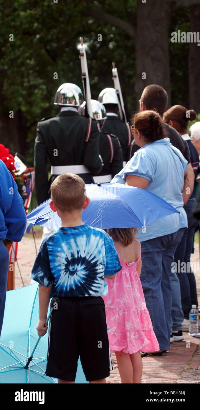 Memorial day celebration at the Carillon in Richmond , Va . Franklin military school JROTC members honor guard Stock Photo