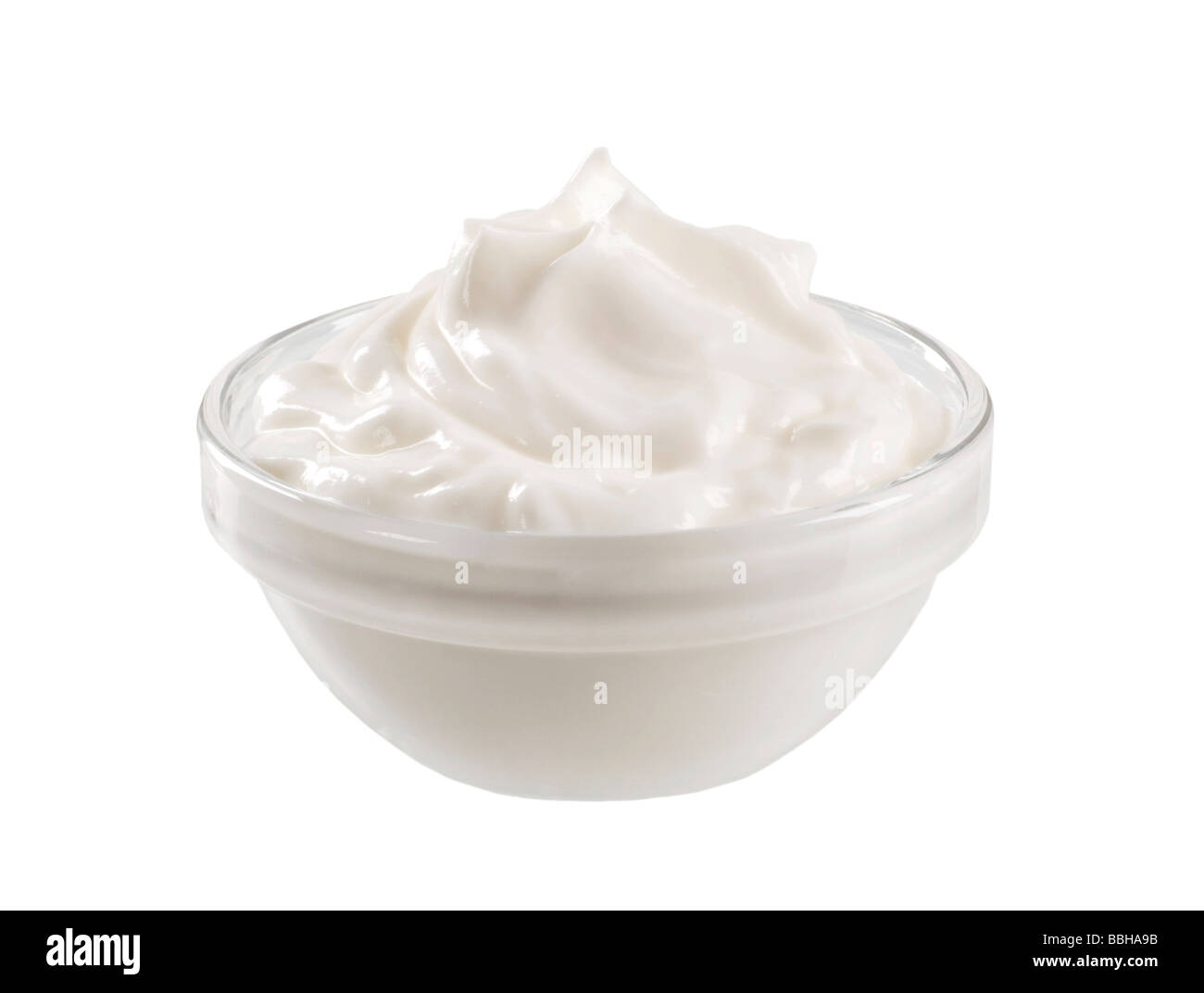 Bowl of white yogurt Stock Photo