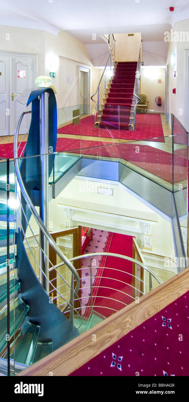 Modern spiral staircase in a luxury hotel Stock Photo - Alamy - Curved Spiral Staircase Design Elements In Hotels