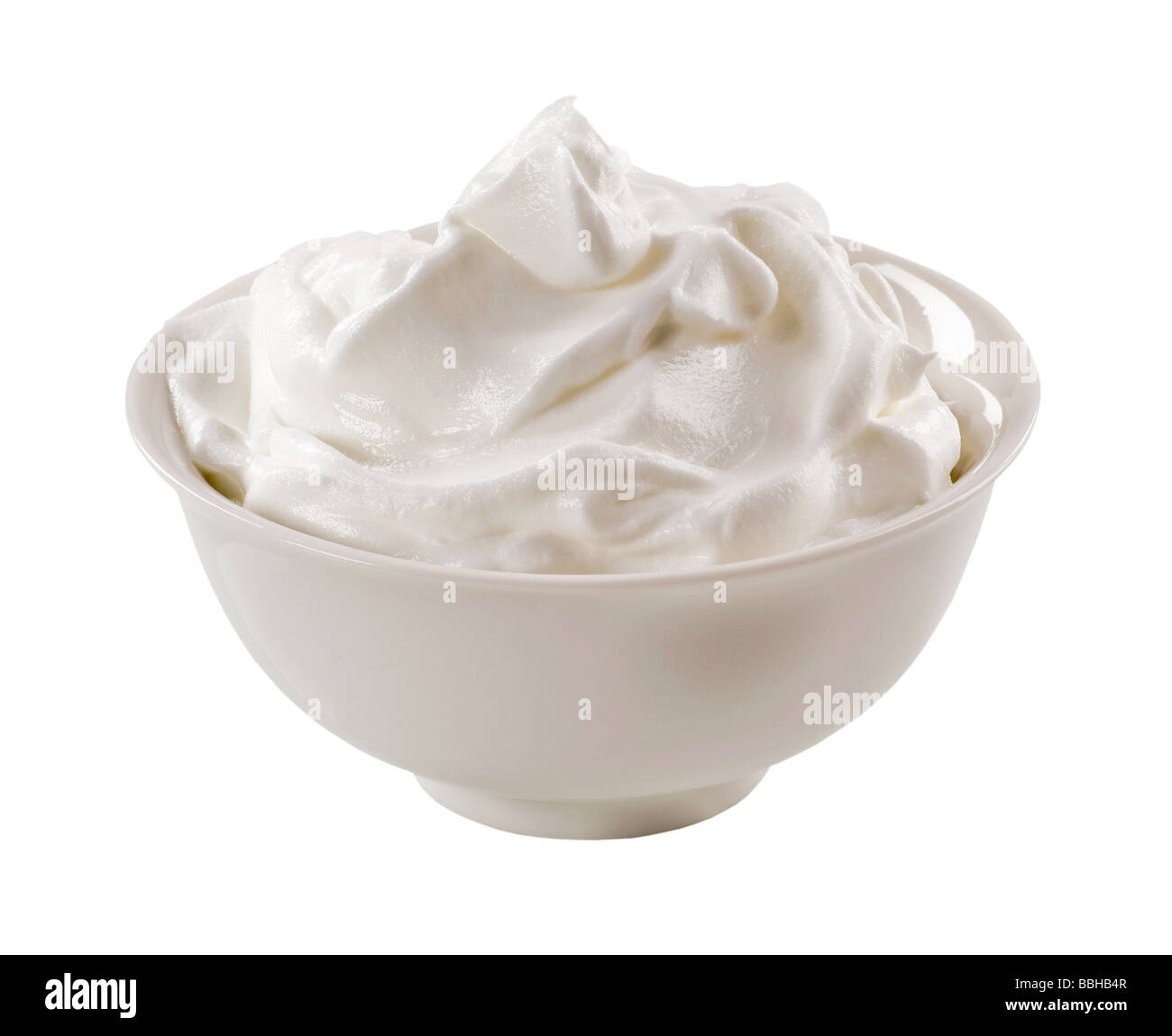 Bowl of white yoghurt Stock Photo