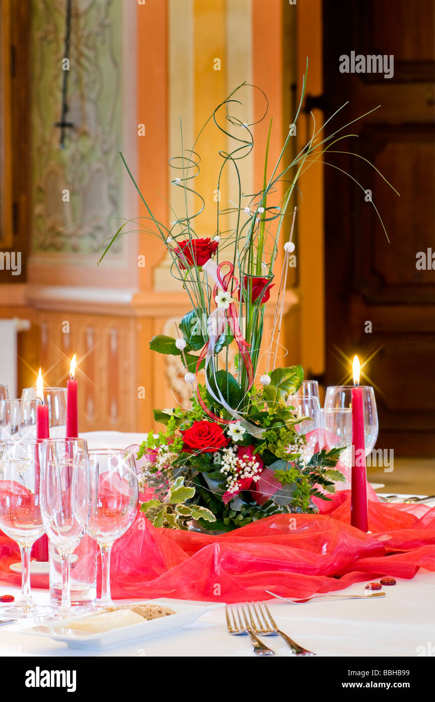 Floral decoration as part of a fancy table setting Stock Photo Alamy