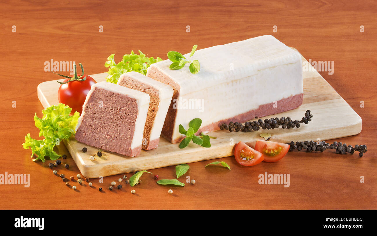 Liver pate coated with fat Stock Photo Alamy