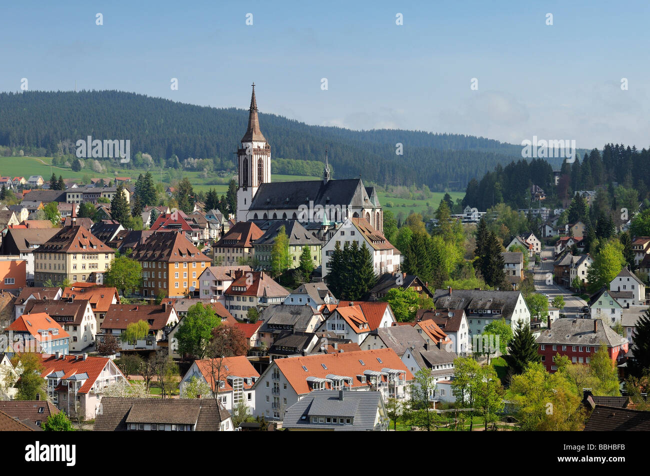 View of Neustadt, Black Forest, county of Breisgau-Hochschwarzwald, Baden-Wuerttemberg, Germany, Europe Stock Photo