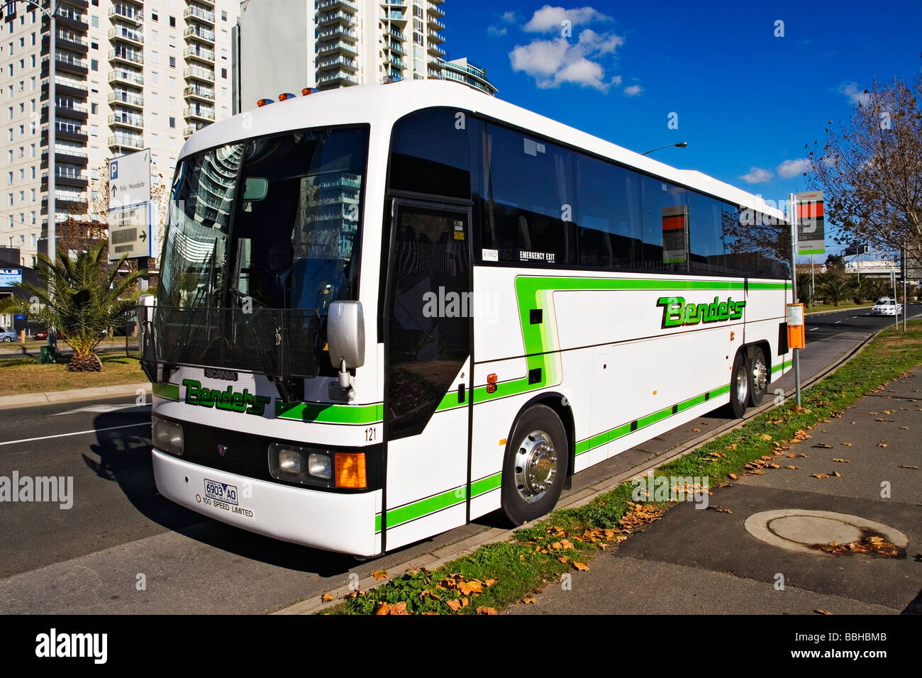 Melbourne  Australia / A modern tour bus in Melbourne Victoria Australia. Stock Photo