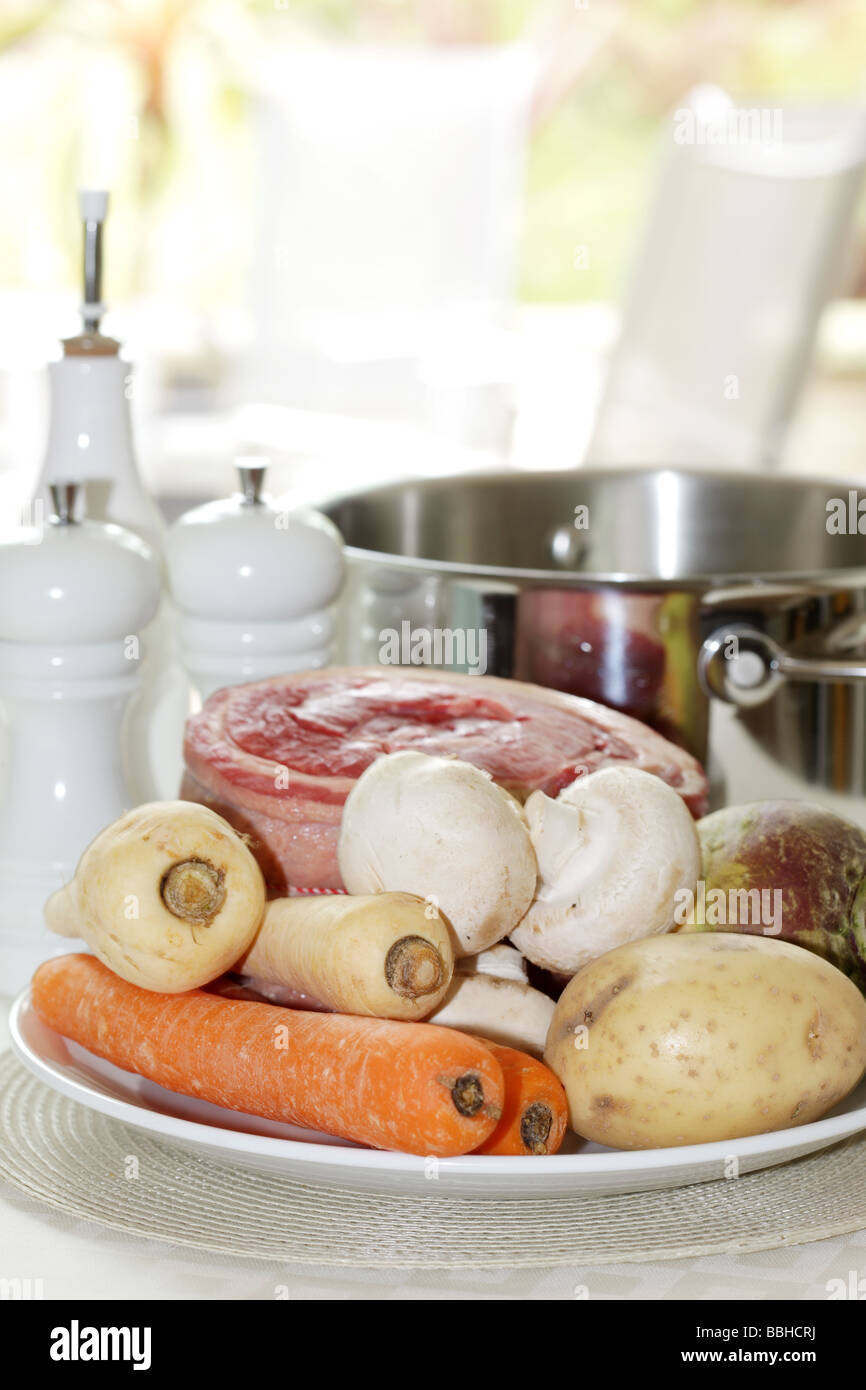 Pot Roast Beef Joint with Vegetables Stock Photo Alamy