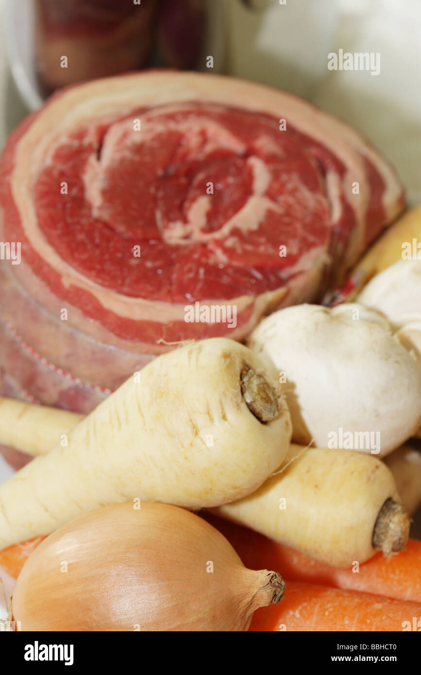Pot Roast Beef Joint with Vegetables Stock Photo Alamy