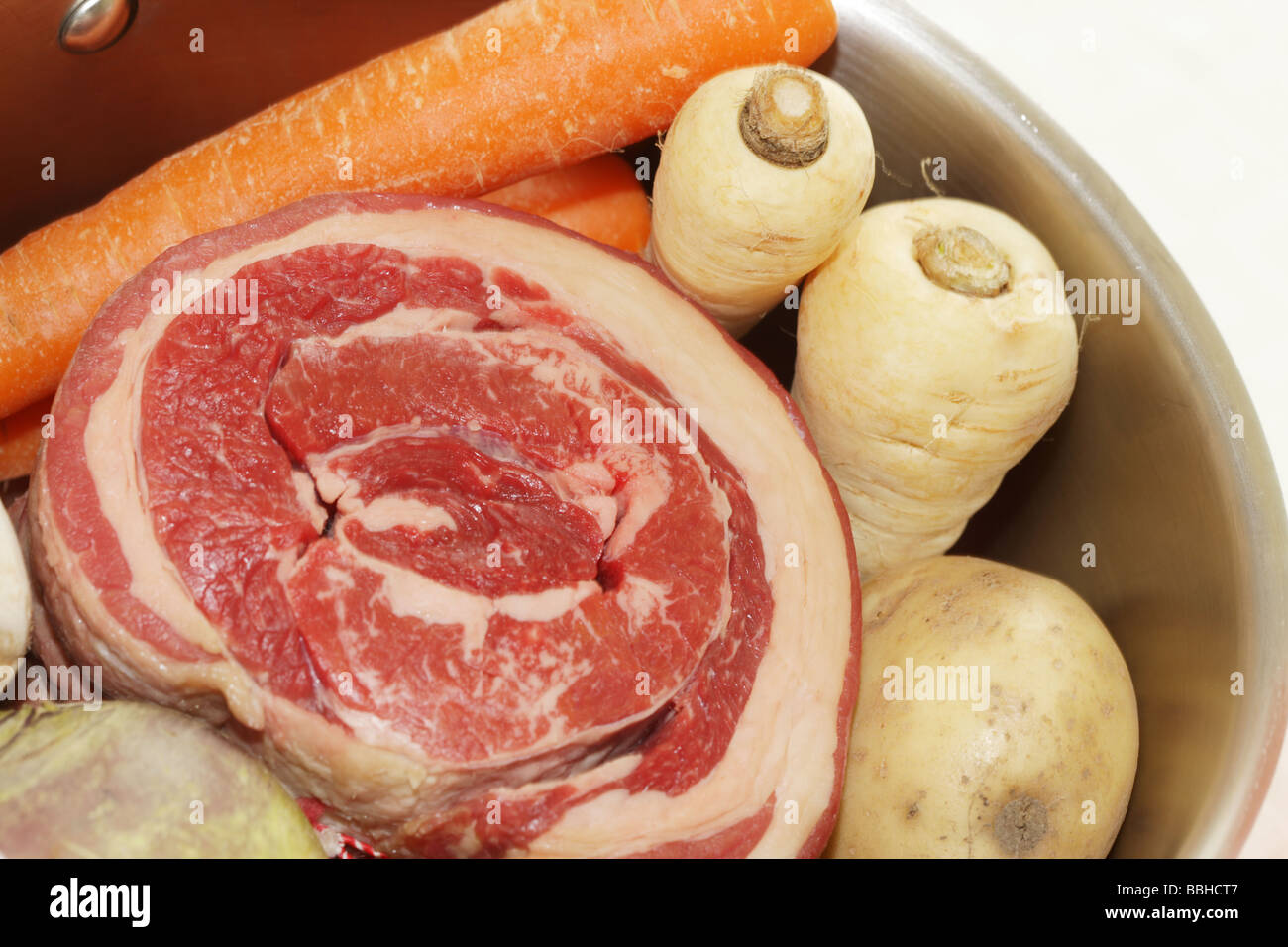 Pot Roast Beef Joint with Vegetables Stock Photo Alamy