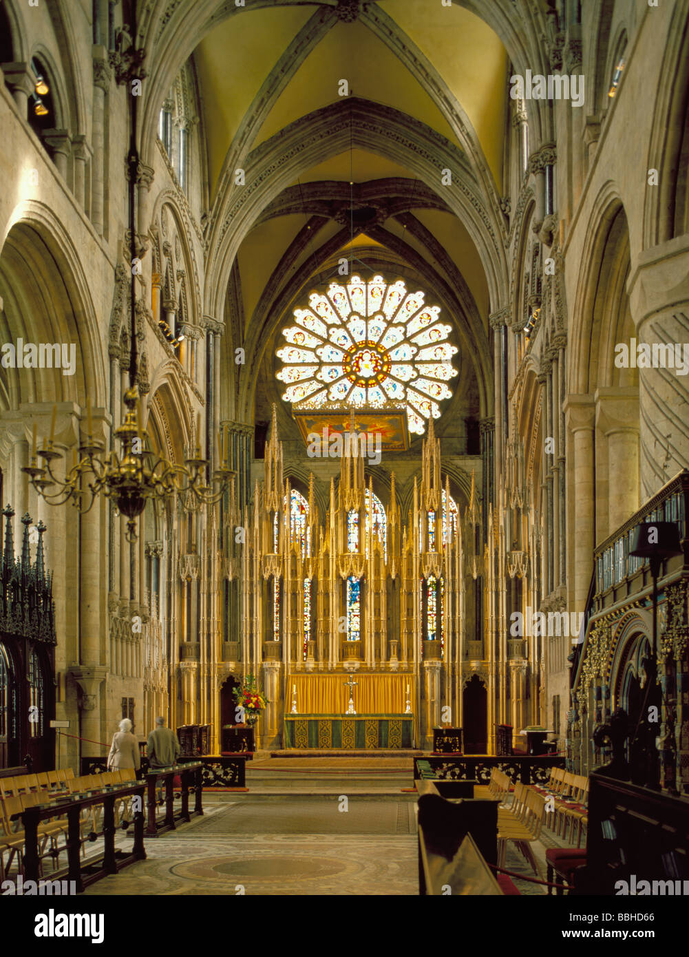 View east from the choir to the rose window, Durham Cathedral, Durham
