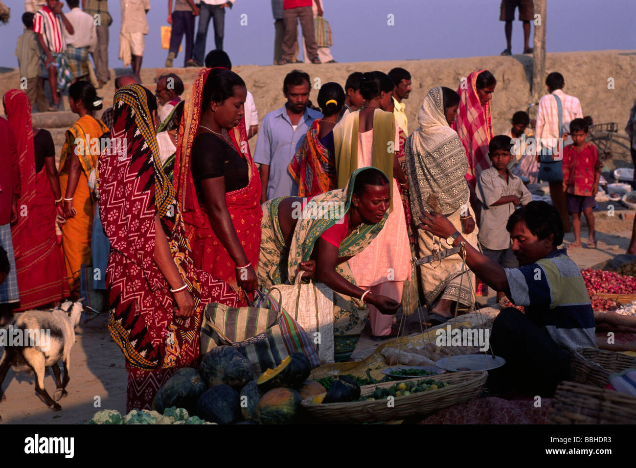 India, West Bengal, Sunderbans, Ganges Delta, Kuminmari weekly market Stock Photo